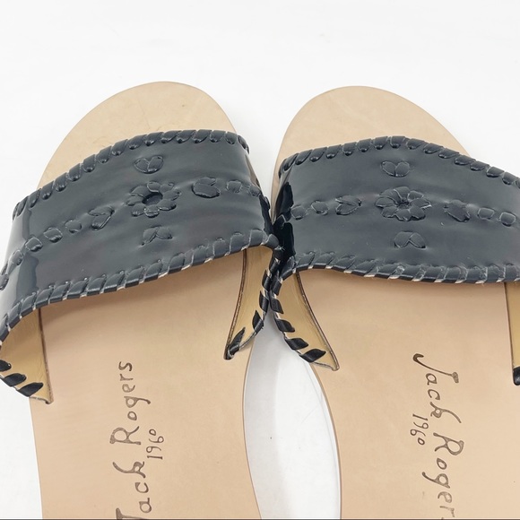 JACK ROGERS Black Patent SANIBEL Slide Sandals - Picture 5 of 7